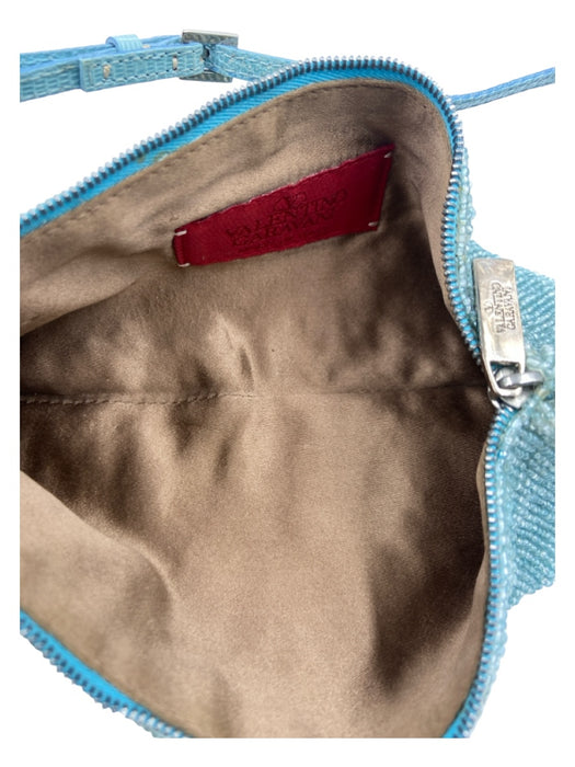 Valentino Garavani Light Blue Beaded Shoulder & Crossbody Top Zip Bag Light Blue / XS
