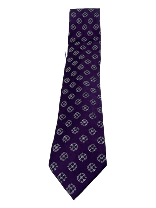 Zegna Purple & White Silk Floral Men's Ties
