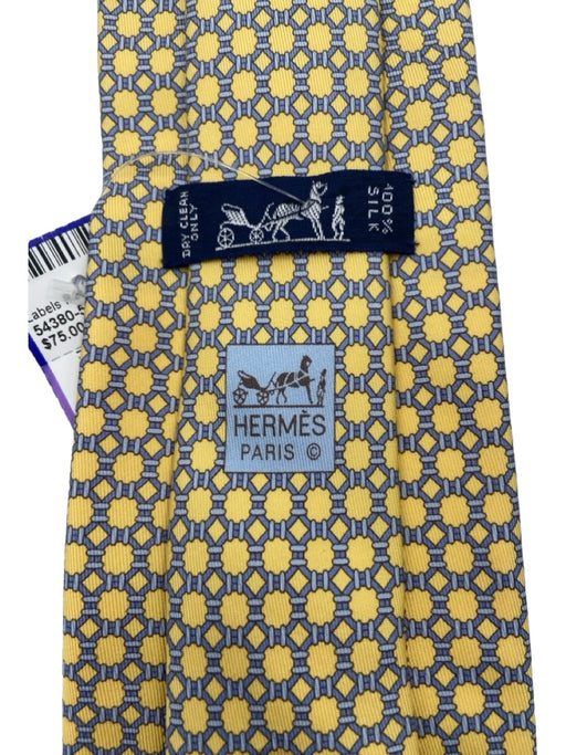 Hermes Yellow & Blue Silk Abstract Men's Ties