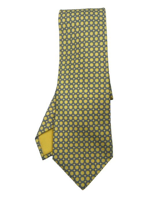 Hermes Yellow & Blue Silk Abstract Men's Ties