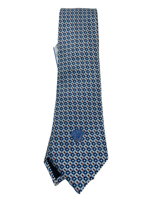 Versace Blue & SIlver Silk Abstract Men's Ties