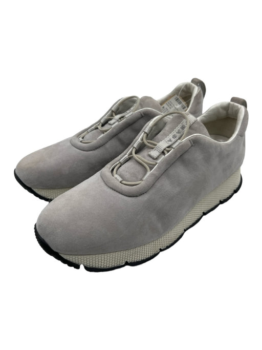 Prada Sport Shoe Size 40.5 Gray & White Suede Elastic Round Toe Sneakers Gray & White / 40.5