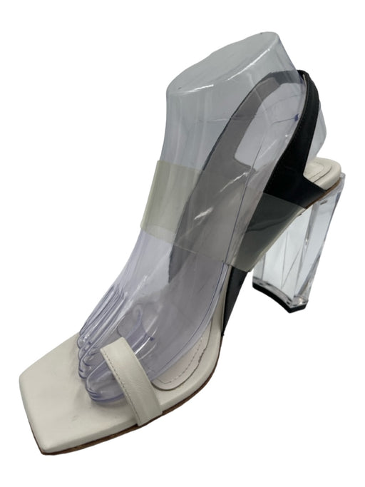 The Volon Shoe Size 38 White Black & Clear Leather & Plastic open toe Pumps White Black & Clear / 38