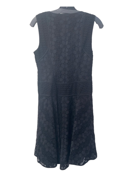 Diane Von Furstenberg Size 4 Black Lace Overlay Sleeveless V Neck Side Zip Dress Black / 4