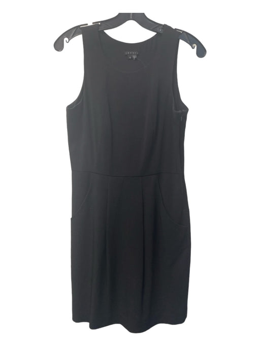 Theory Size 6 Black Wool Round Neck Sleeveless Front Pleat Front Pockets Dress Black / 6