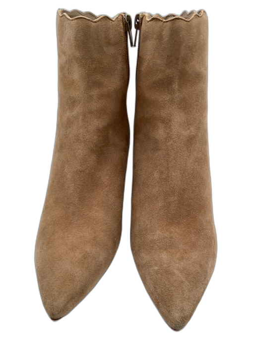 Tootsies Shoe Size 8.5 Brown Suede Side Zip Pointed Toe Heel Booties Brown / 8.5