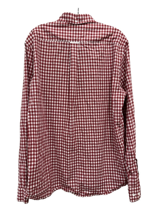 Acne Studio Size 52 Red & White Cotton Checkered Collared Long Sleeve Shirt 52