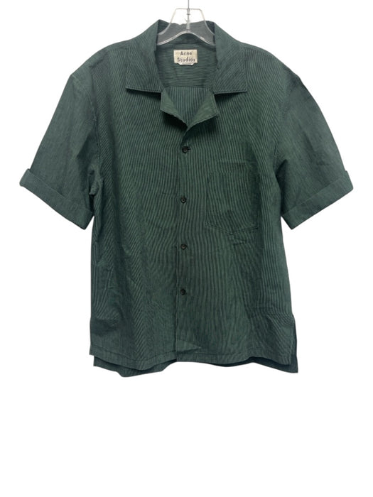 Acne Studios Size 50 Green Cotton Striped Button Up front pocket Short Sleeve Green / 50