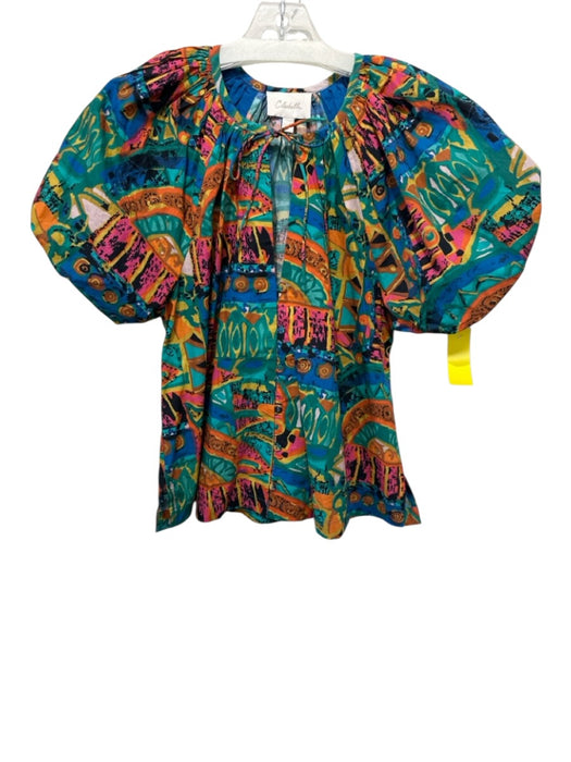 Cleobella Size M Multicolor Cotton All Over Print Tie Detail Short Set Multicolor / M