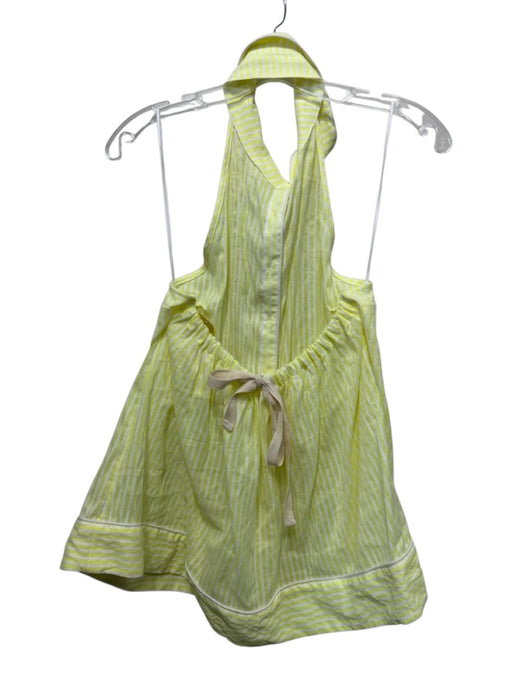 Anthropologie Size M Neon Green & White Print Cotton & Polyester Striped Top Neon Green & White Print / M