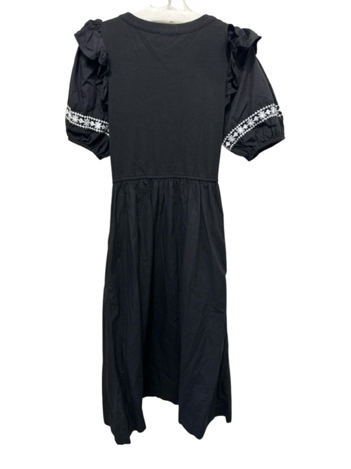 Cleobella Size M Black & White Cotton Fabric Block Embroidered Pockets Dress Black & White / M
