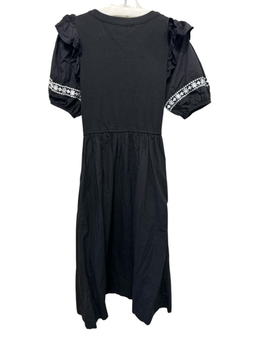 Cleobella Size M Black & White Cotton Fabric Block Embroidered Pockets Dress Black & White / M