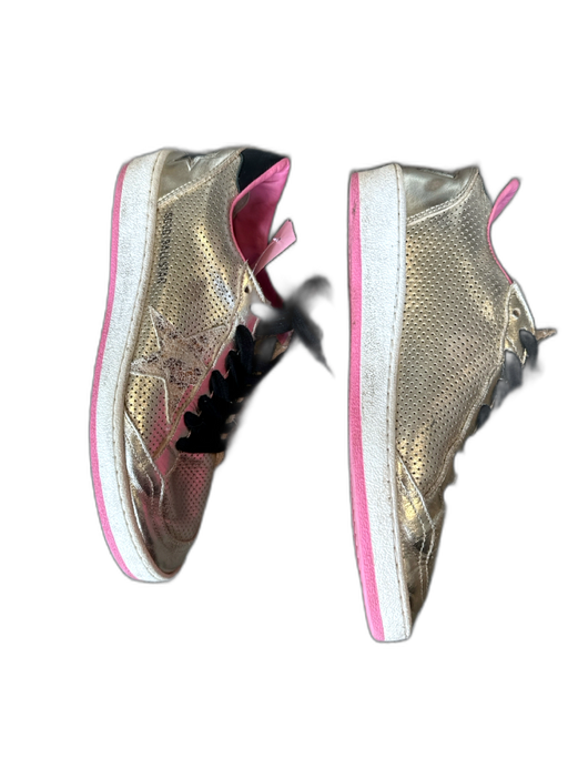 Golden Goose Shoe Size 37 Gold & Pink Leather Metallic Perforated Sneakers Gold & Pink / 37