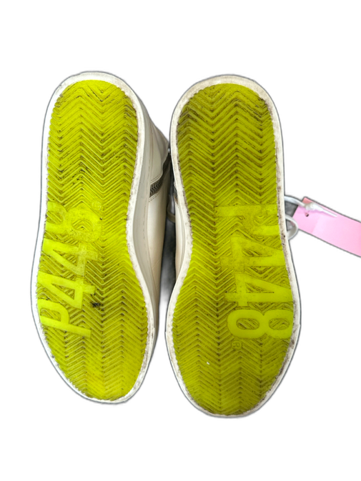 P448 Shoe Size 37 White & Black Leather High Top Perforated Athletic Sneakers White & Black / 37