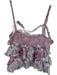 Loveshackfancy Size 2 Pink & Multi Silk Spaghetti Strap Botanical Cropped Top Pink & Multi / 2