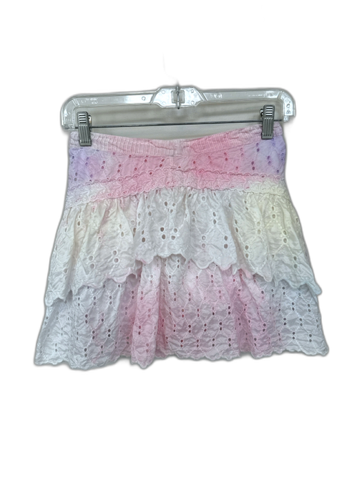 Loveshackfancy Size 00 Pink & Purple Silk Eyelet Tie Dye Mini Skirt Pink & Purple / 00