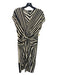 Rag & Bone Size 4 Beige & Black Silk Striped Side Zip Twist Detail Dress Beige & Black / 4