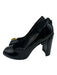 Stuart Weitzman Shoe Size 9.5 Black Patent Leather Peep Toe Block Heel Shoes Black / 9.5