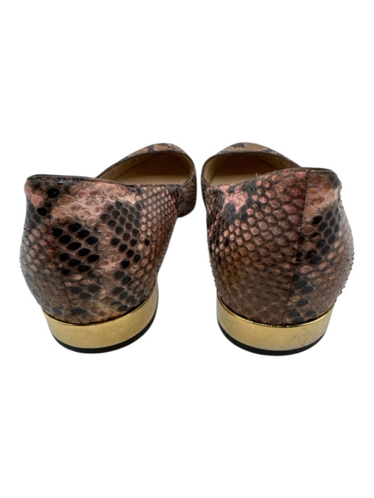 Jimmy Choo Shoe Size 40.5 Beige & Brown Leather Upper Snakeskin Embossed Flats Beige & Brown / 40.5
