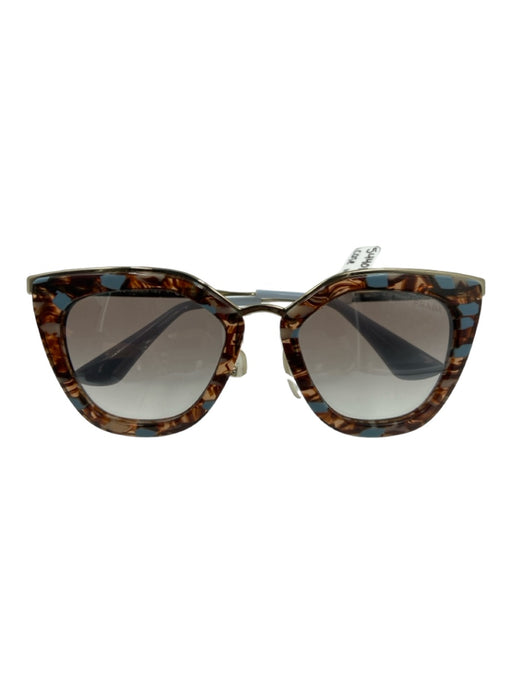 Prada Light Blue & Brown Print Acetate Tortoiseshell Cat Eye Sunglasses Light Blue & Brown print