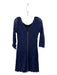 Diane Von Furstenberg Size 8 Navy Blue Rayon Blend V Back Lace Zip Back Dress Navy Blue / 8