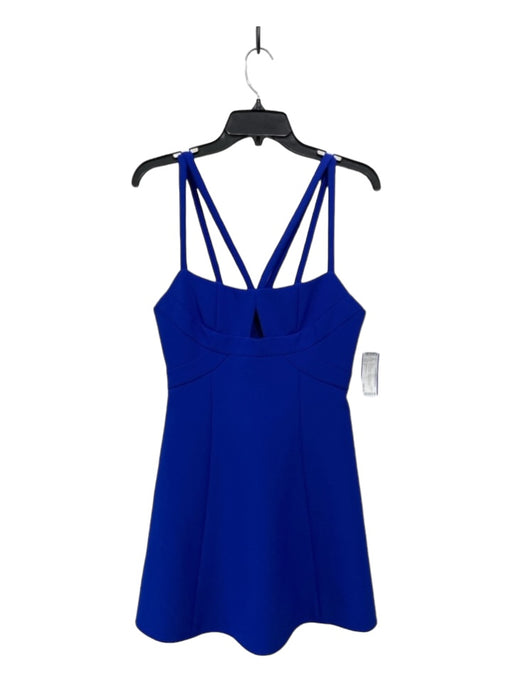 BCBG Maxazria Size 6 Blue Polyester Blend Sleeveless Cut Out Zip Back Dress Blue / 6