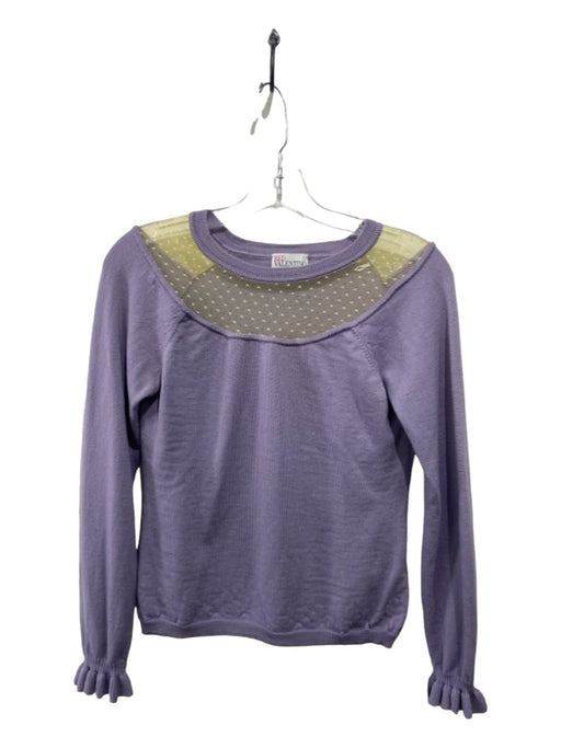 Red Valentino Size XL Purple & Yellow Wool Long Sleeve Lace Detail Sweater Purple & Yellow / XL