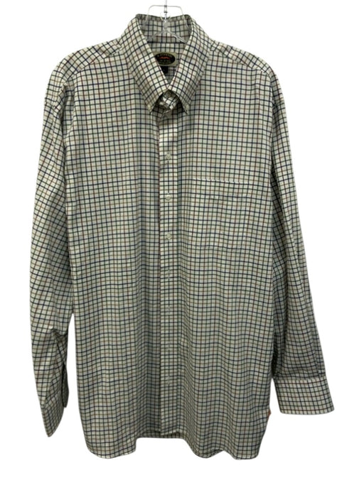 H Stockton Size L White & Multi Cotton Grid Button Up Men's Long Sleeve Shirt White & Multi / L