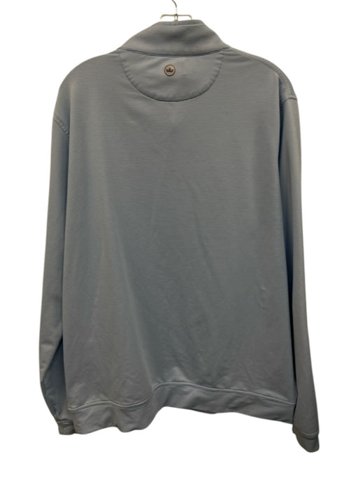 Peter Millar Size L Blue & White Synthetic Striped Quarter Zip Long Sleeve Shirt Blue & White / L