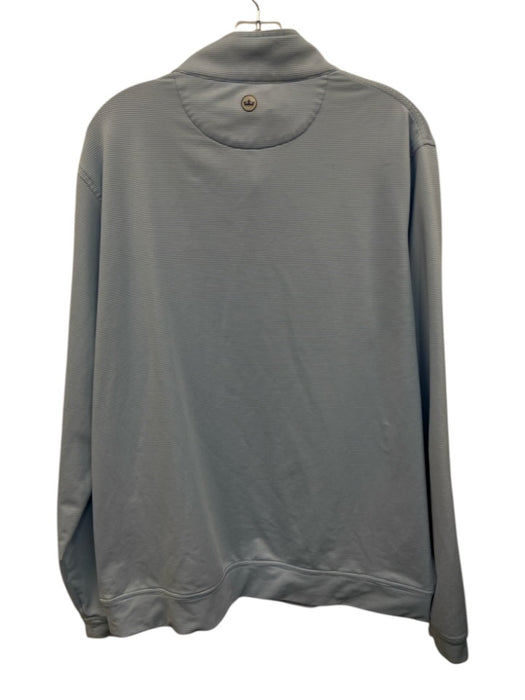 Peter Millar Size L Blue & White Synthetic Striped Quarter Zip Long Sleeve Shirt Blue & White / L