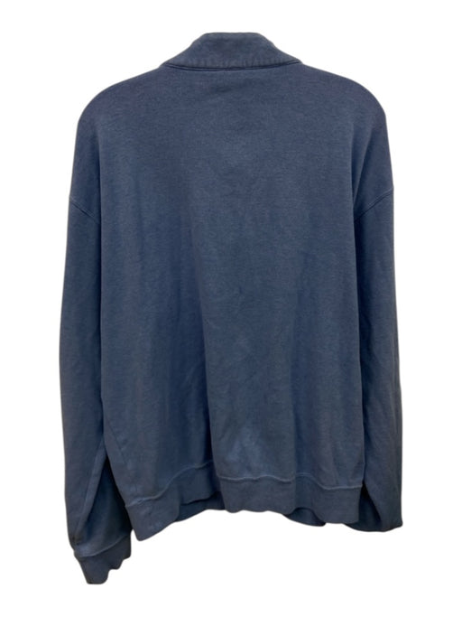 Peter Millar Size L Blue Cotton Solid Quarter Zip Sweatshirt Long Sleeve Shirt Blue / L