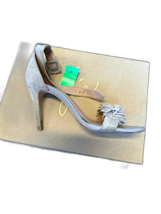 Joie Shoe Size 38.5 Gray Leather Fringe Stiletto Ankle Strap Sandals Gray / 38.5