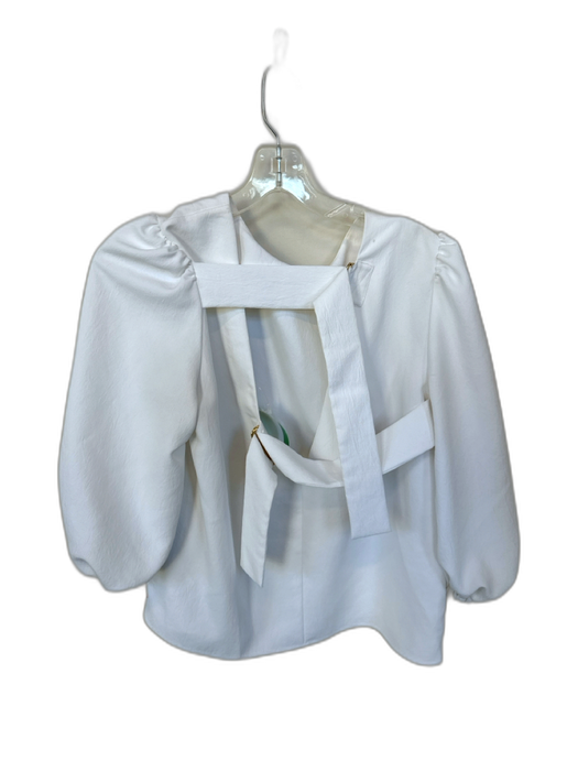 Tibi Size 2 White Polyester Blend Long Balloon Sleeve Back Buckle GHW Top White / 2