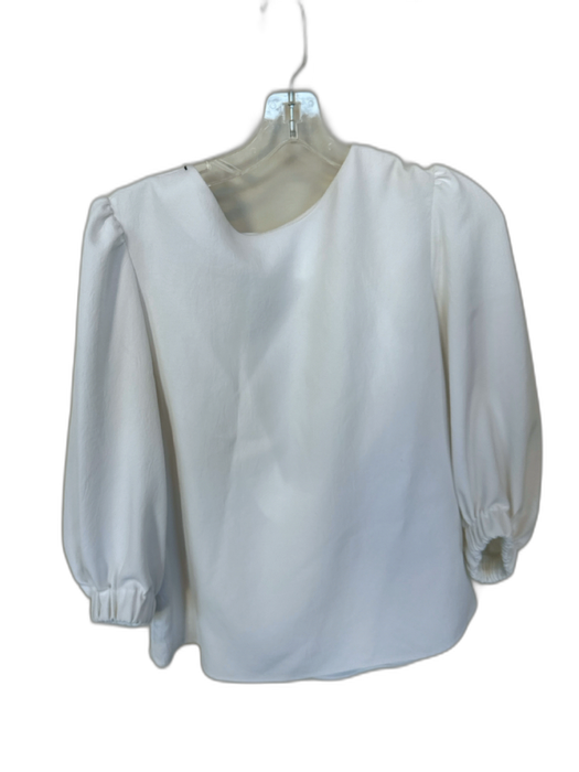 Tibi Size 2 White Polyester Blend Long Balloon Sleeve Back Buckle GHW Top White / 2