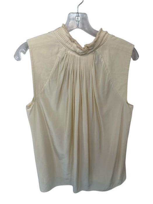 Tibi Size 2 Cream Silk Pleated Neckline Sleeveless V Neck Top Cream / 2