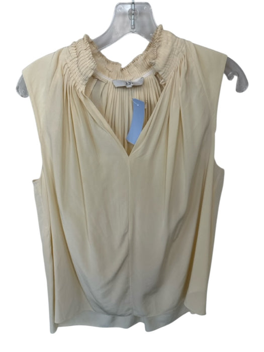 Tibi Size 2 Cream Silk Pleated Neckline Sleeveless V Neck Top Cream / 2