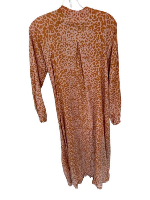 Natalie Martin Size XS Orange & Tan Rayon Long Sleeve Animal Print Belted Dress Orange & Tan / XS