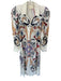 Carolina K Size M White & Peach Viscose Long Sleeve Botanical Collar Dress White & Peach / M