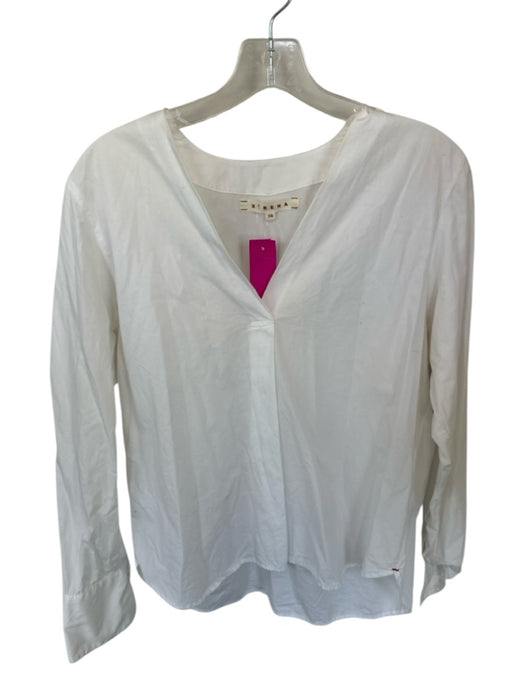 XiRENA Size XS White Cotton Long Sleeve Split Neck Top White / XS