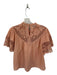 Ulla Johnson Size 6 Peach Cotton & Linen Short Sleeve Lace Detail Scalloped Top Peach / 6