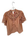 Ulla Johnson Size 6 Peach Cotton & Linen Short Sleeve Lace Detail Scalloped Top Peach / 6