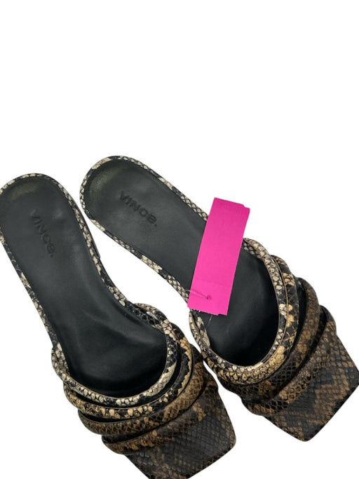Vince Shoe Size 8.5 Brown & Black Leather Snake Embossed Square Toe Sandals Brown & Black / 8.5