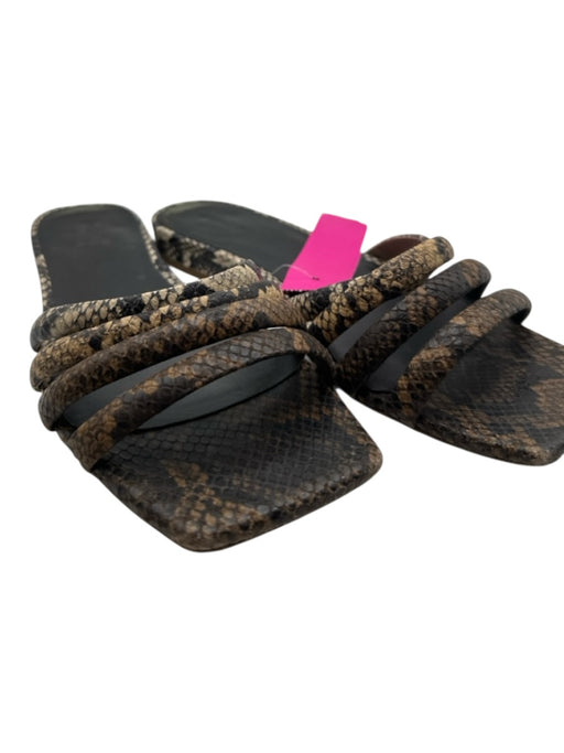 Vince Shoe Size 8.5 Brown & Black Leather Snake Embossed Square Toe Sandals Brown & Black / 8.5