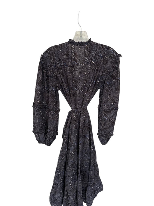 Ulla Johnson Size 2 Blue & Black Cotton & Viscose Abstract Button Up Midi Dress Blue & Black / 2