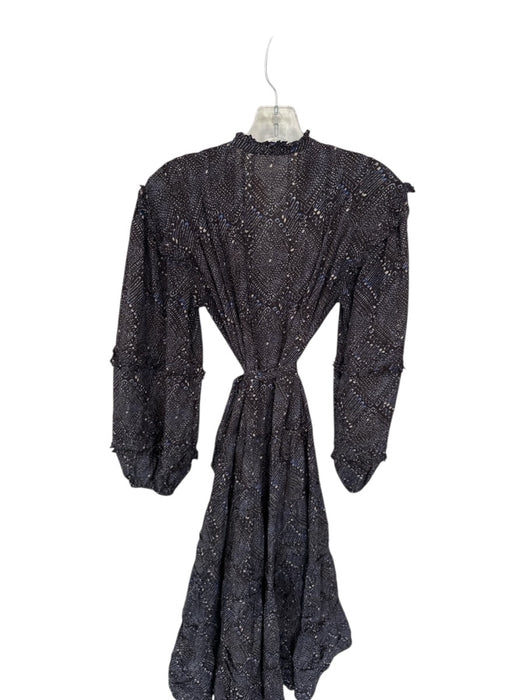 Ulla Johnson Size 2 Blue & Black Cotton & Viscose Abstract Button Up Midi Dress Blue & Black / 2