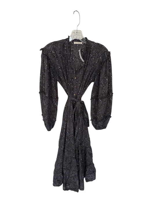 Ulla Johnson Size 2 Blue & Black Cotton & Viscose Abstract Button Up Midi Dress Blue & Black / 2
