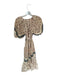 Ulla Johnson Size 4 Cream & Maroon Cotton Tie Dye Short Puff Sleeve V Neck Dress Cream & Maroon / 4