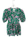 XiRENA Size S Green & Pink Cotton Floral Short Sleeve Drawstring Waist Dress Green & Pink / S