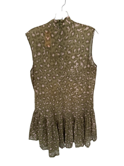 Zimmermann Size 1/S Green & Pink Cotton Blend Leopard Print Sleeveless Dress Green & Pink / 1/S