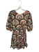 Rhode Size M Green, Red & Cream Cotton Botanical Balloon Sleeve Boat Neck Dress Green, Red & Cream / M
